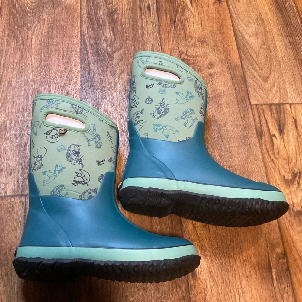 Bogs Boots Size Youth 5 Classic Davi Rollyn 72498 Insulated Rain Teal Snow New